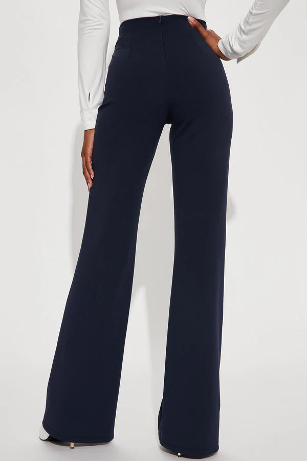 FZ Women's Solid Color Casual Elegant Straight Leg Pants