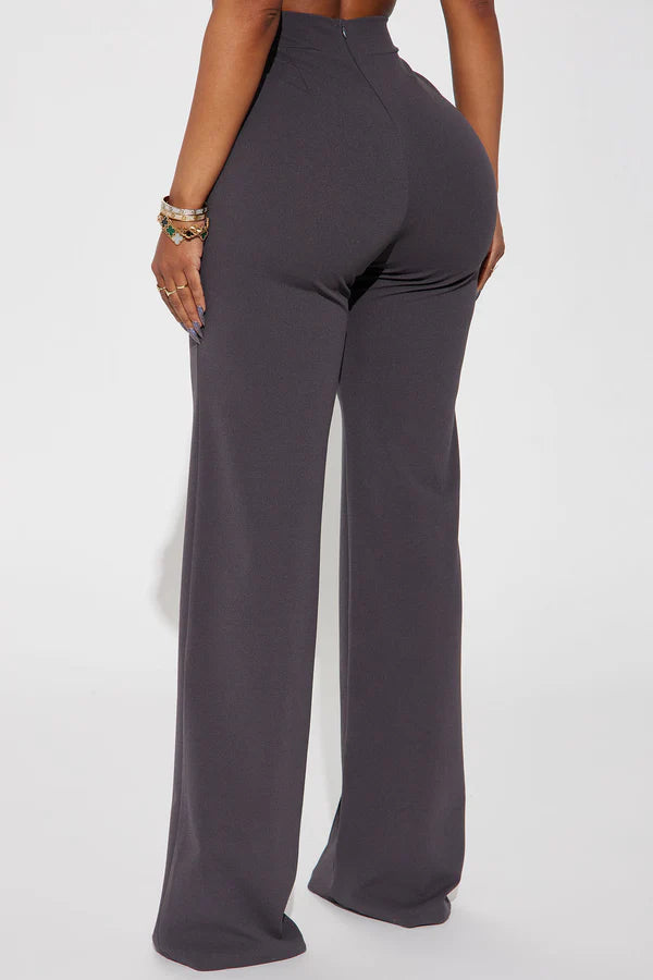 FZ Women's Solid Color Casual Elegant Straight Leg Pants