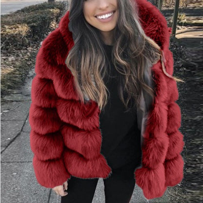 FZ Women's Faux Fur Hooded Mid-Length Jacket - FZwear