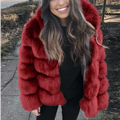 FZ Women's Faux Fur Hooded Mid-Length Jacket - FZwear