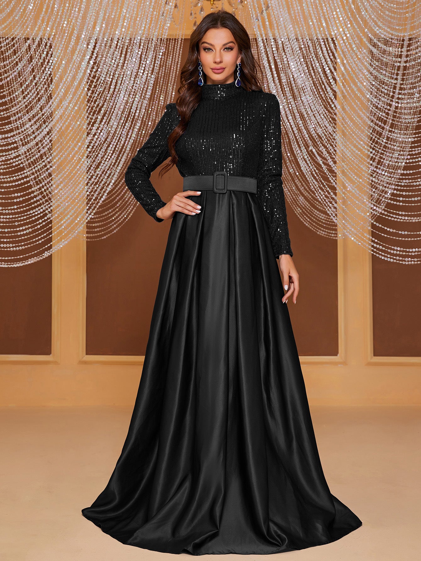 FZ Women's plus Size Sequined off Shoulder Elegant Evening Fishtail Dress