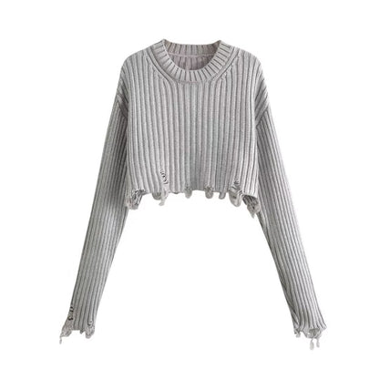 FZ Women's Two Color Metal Foil Short Sweater Top - FZwear