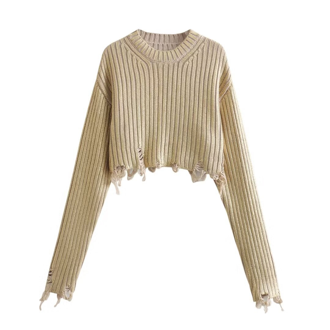 FZ Women's Two Color Metal Foil Short Sweater Top - FZwear