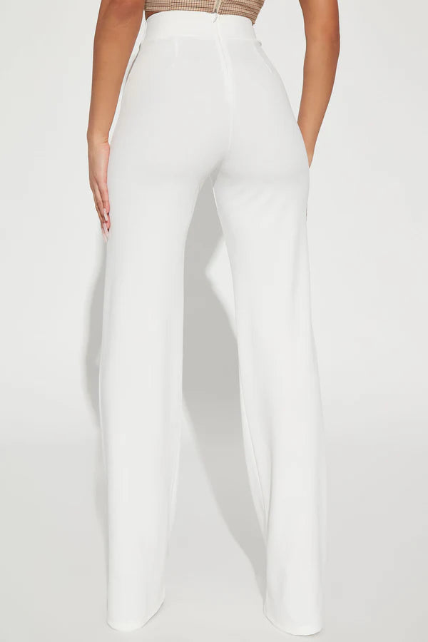 FZ Women's Solid Color Casual Elegant Straight Leg Pants