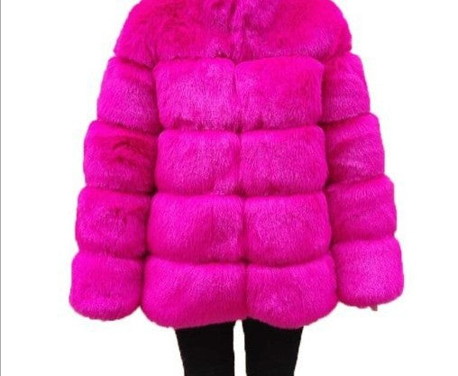 FZ Women's Faux Fur Hooded Mid-Length Jacket - FZwear