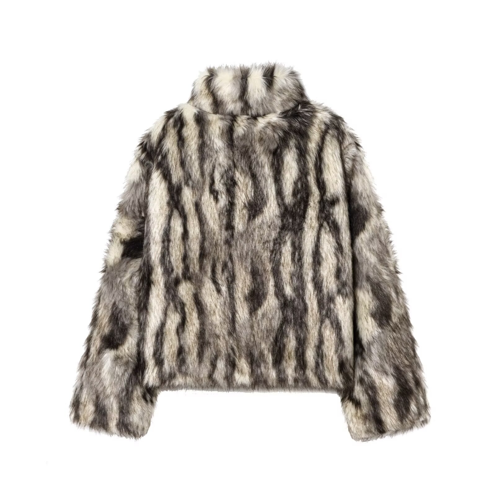 FZ Women's Light Mature Artificial Fur Effect Plush Jacket