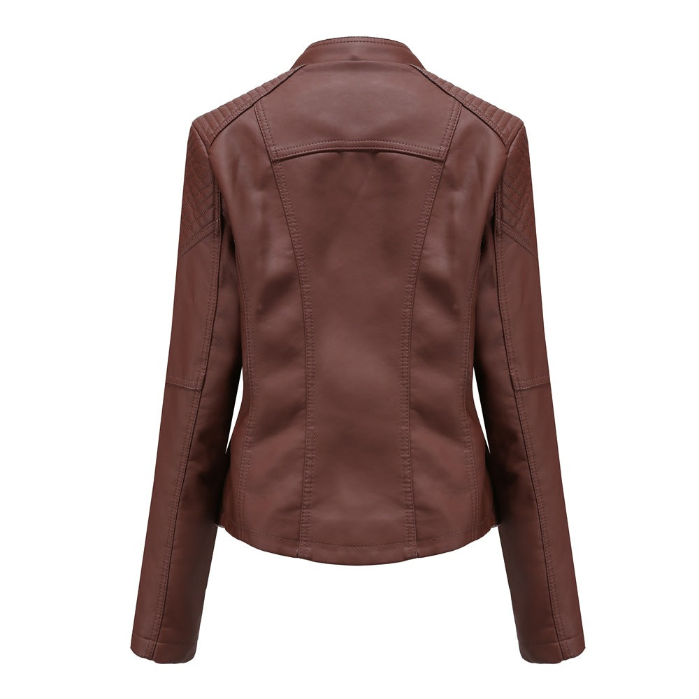FZ Women's Slim Thin Leather Motorcycle Jacket