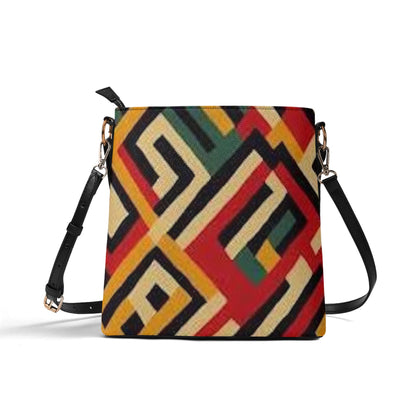 FZ Womens African Print PU Bucket Shoulder Bag