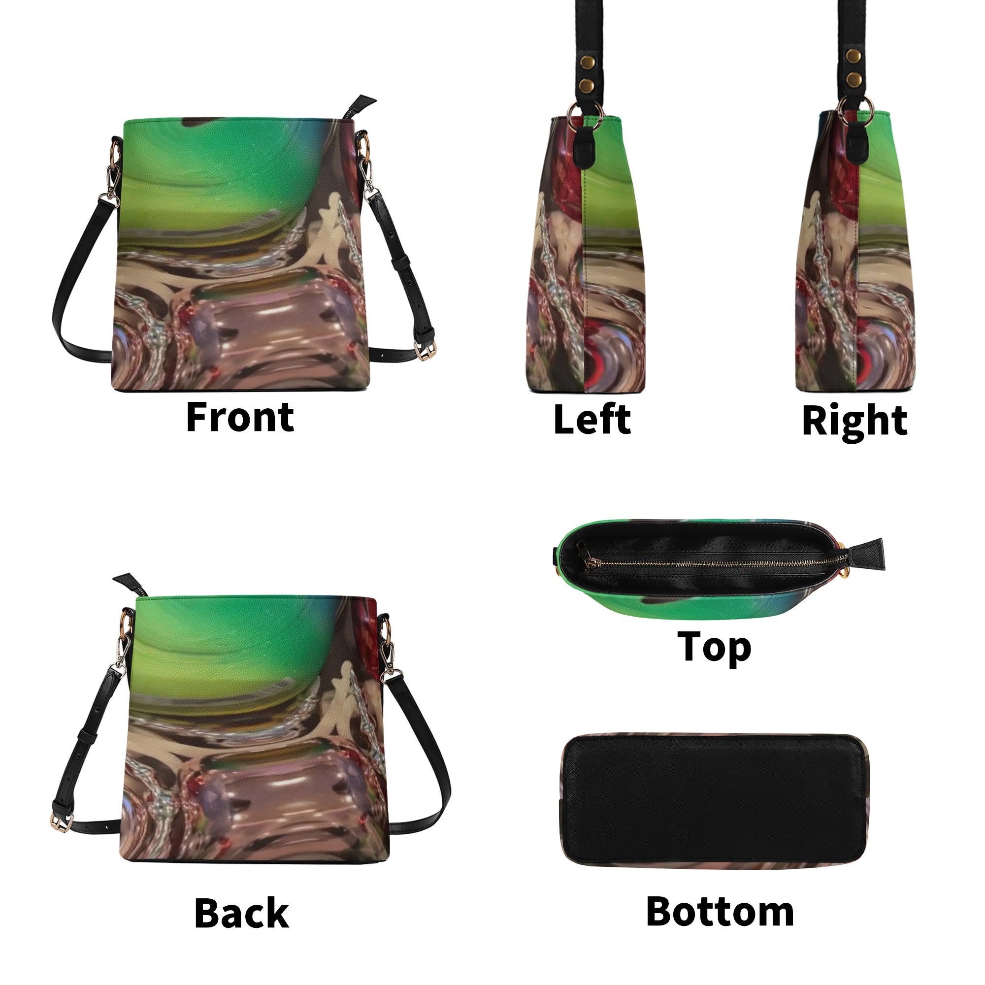 Womens PU Bucket Bag Shoulder Bag popcustoms