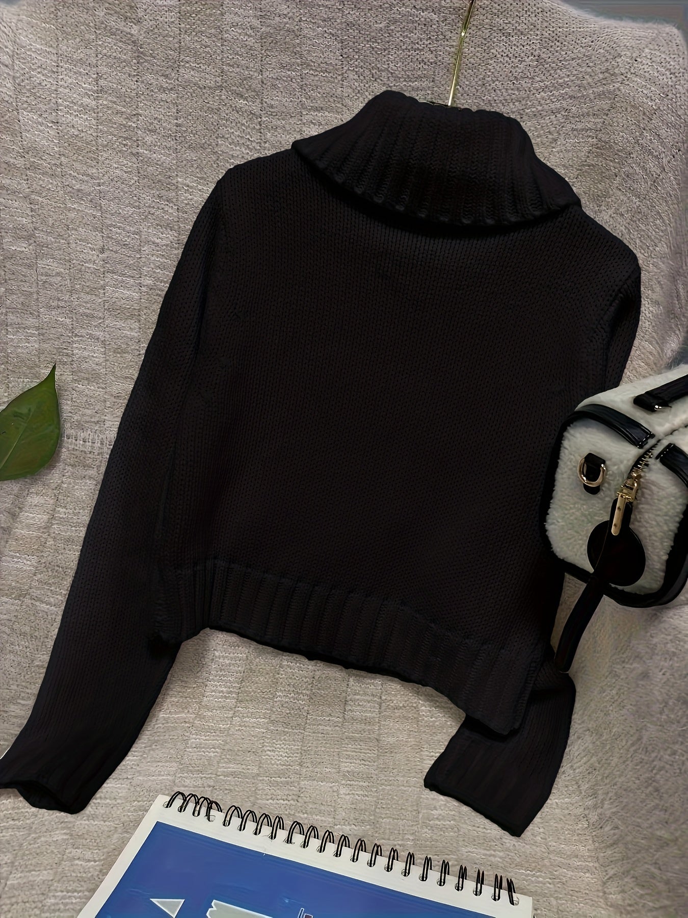 FZ Women's Multi-button decorated large zipper slim-fit Sweater jacket