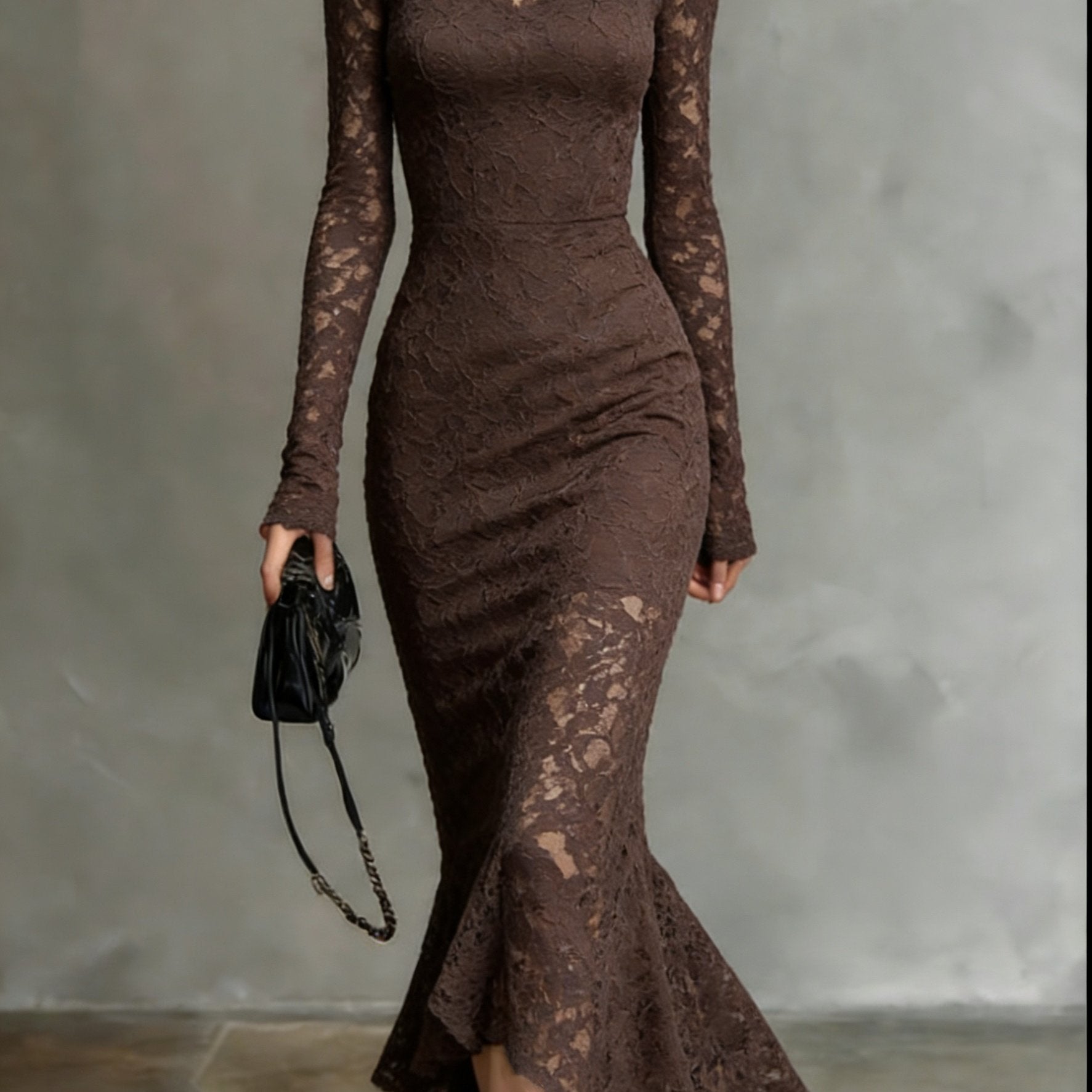 FZ Women's Stretch Lace Waist-Defining Fit Mermaid Dress