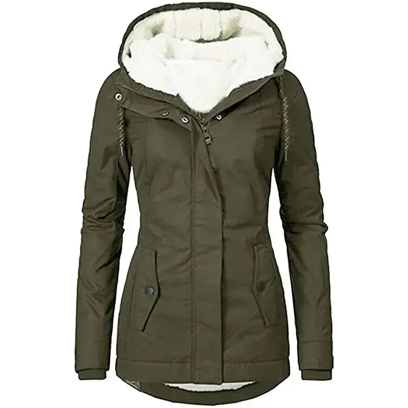 FZ Women's Splice Zipper Parkas Thick Jacket