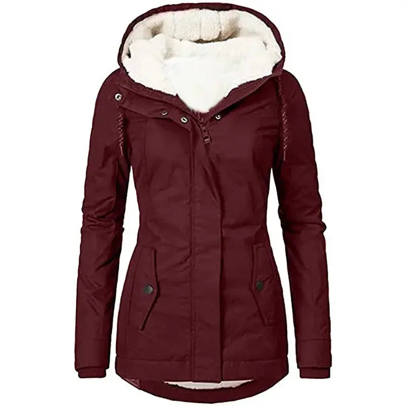 FZ Women's Splice Zipper Parkas Thick Jacket