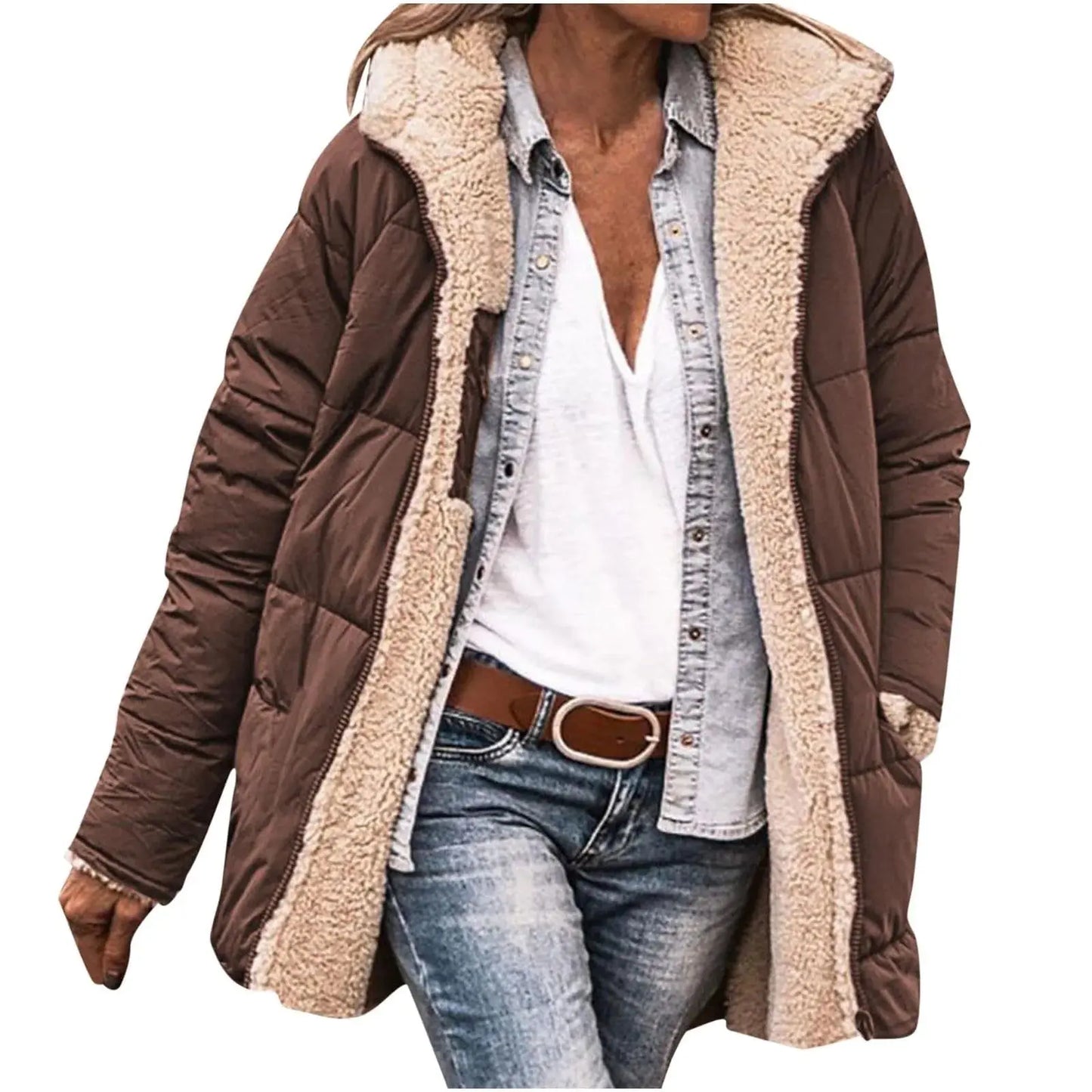 2024 New Winter Women Cotton Jacket Fleece Casual Slim Coat Hooded Parkas Wadded Warm Overcoat Plus Size Female Coat FZwear