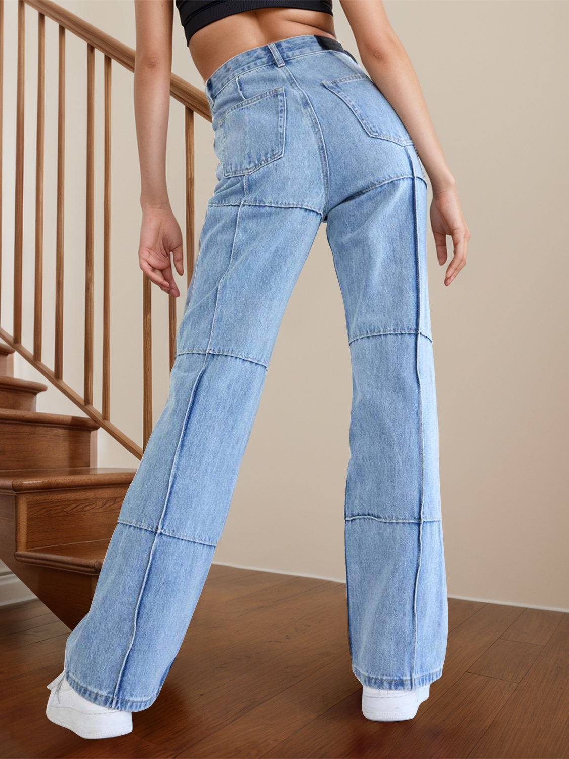 FZ Women's High Waist Straight Denim Pants with Pockets - FZwear