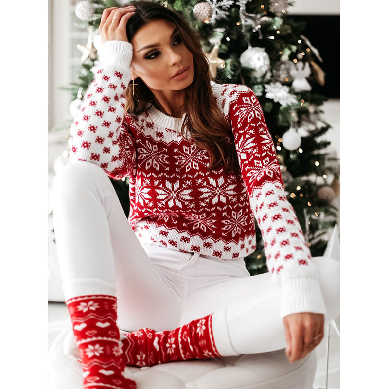 FZ Women's Christmas Snowflake  Bottoming Knitted Sweater - FZwear