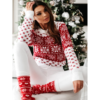 FZ Women's Christmas Snowflake  Bottoming Knitted Sweater