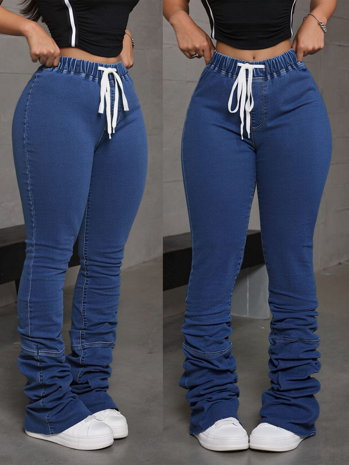 FZ Women'S Drawstring Stretchy Non-Slip Skinny Denim Pants