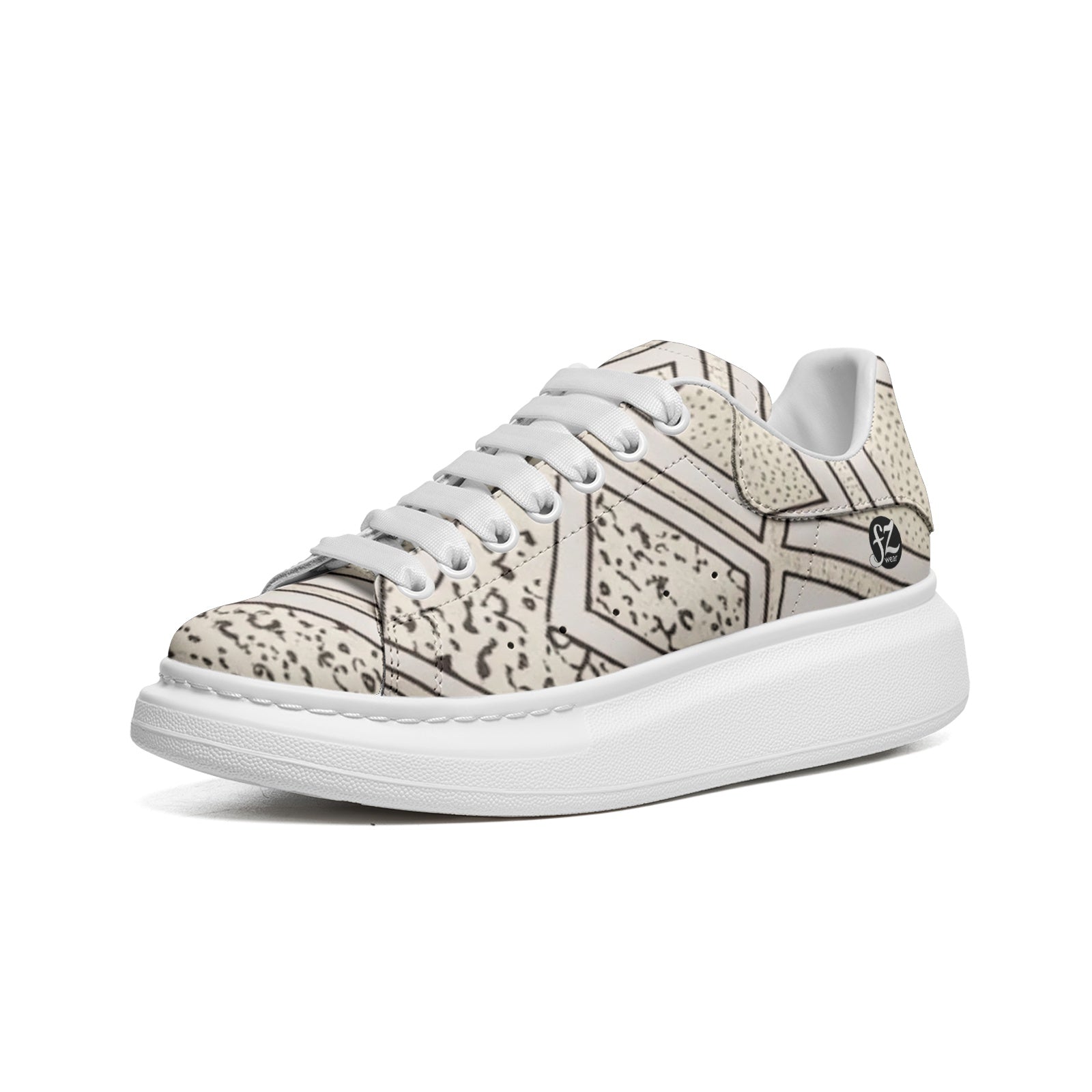 FZ Unisex Non Slip Lace Up Faux Leather Sneakers