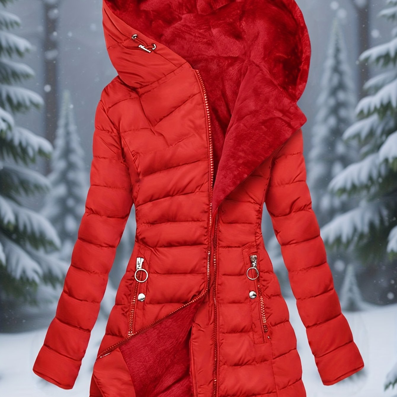 FZ Women's Zip Long Sleeve Slim Fit Faux Edge Mid-Length Lightweight Jacket