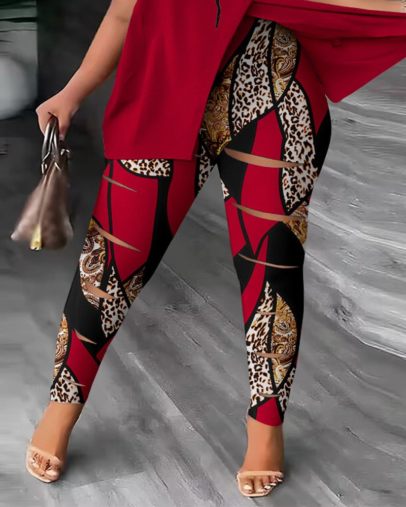 FZ Women's Plus Size Faith Baroque Leopard Print Pants Set