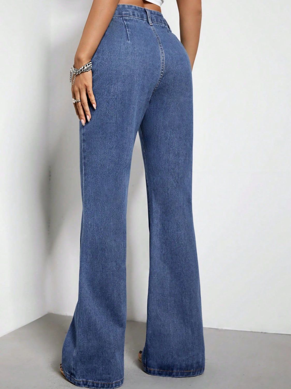 High Waist Bootcut Jeans with Pockets Trendsi