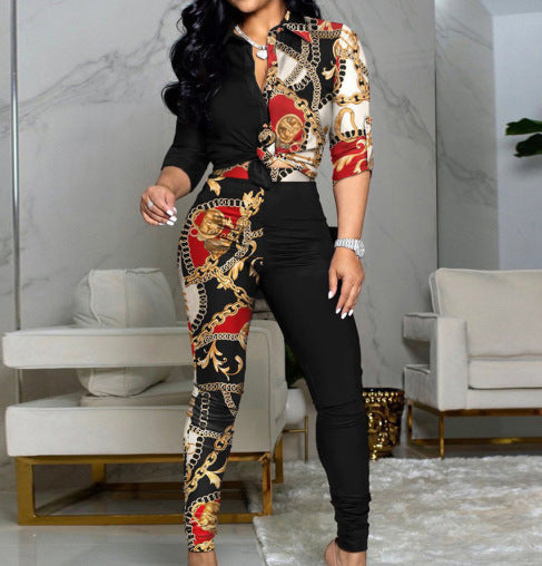 FZ Women's Marble Print Pants Suit - FZwear