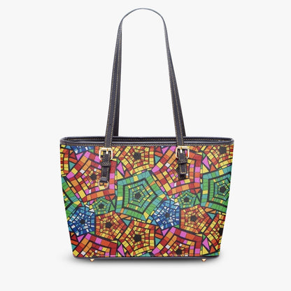 FZ African Print Large Leather Tote Bag JetPrint