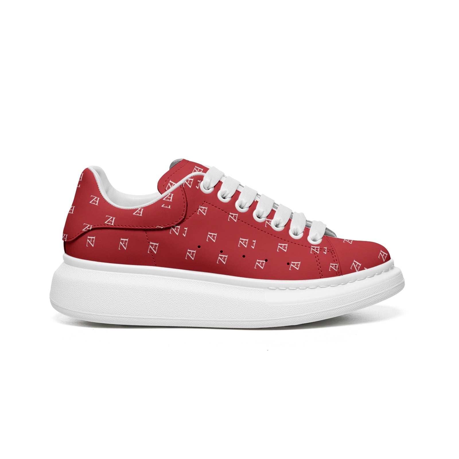 FZ Unisex Non Slip Lace Up Faux Leather Sneakers