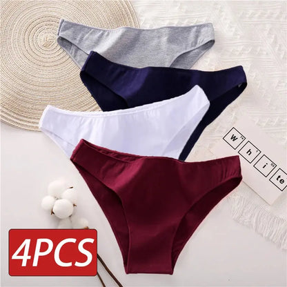 4PCS Women Cotton Panties Women Briefs Sexy Low Waist Female Underpants Elasticity Comfortable Underwear Women Lingerie M-XXL FZwear