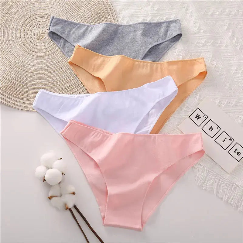 4PCS Women Cotton Panties Women Briefs Sexy Low Waist Female Underpants Elasticity Comfortable Underwear Women Lingerie M-XXL FZwear