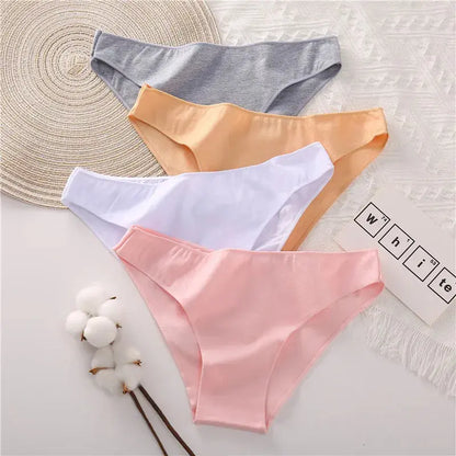 4PCS Women Cotton Panties Women Briefs Sexy Low Waist Female Underpants Elasticity Comfortable Underwear Women Lingerie M-XXL FZwear