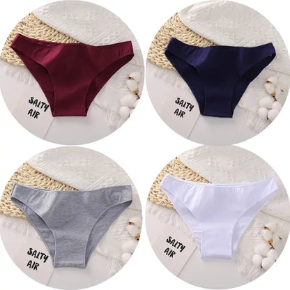 FZ Women's Cotton Sexy Low Waist 4PCS Underwear Set