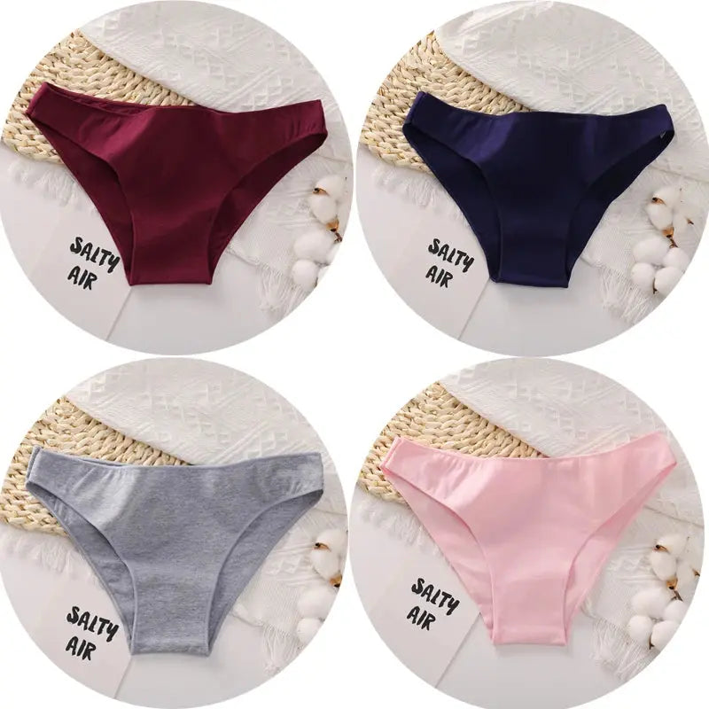 FZ Women's Cotton Sexy Low Waist 4PCS Underwear Set