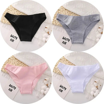 FZ Women's Cotton Sexy Low Waist 4PCS Underwear Set