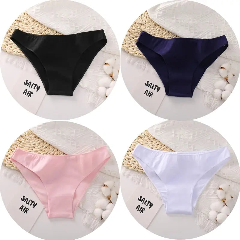 FZ Women's Cotton Sexy Low Waist 4PCS Underwear Set