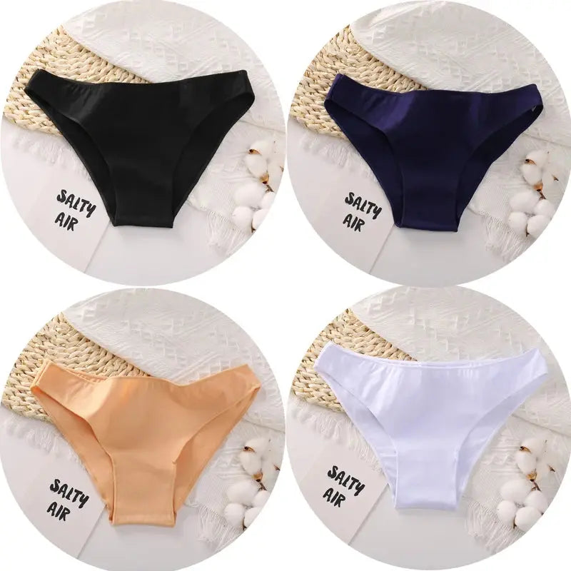 FZ Women's Cotton Sexy Low Waist 4PCS Underwear Set