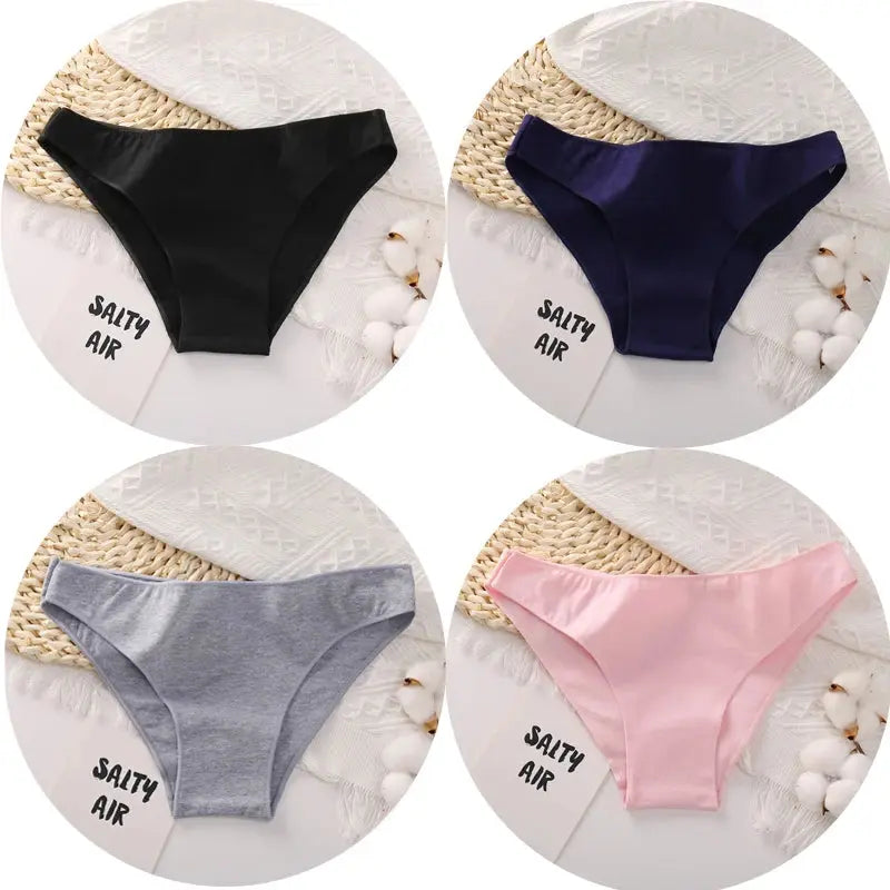 FZ Women's Cotton Sexy Low Waist 4PCS Underwear Set