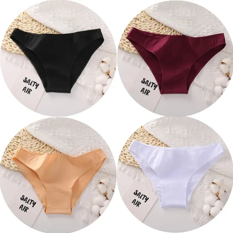 FZ Women's Cotton Sexy Low Waist 4PCS Underwear Set