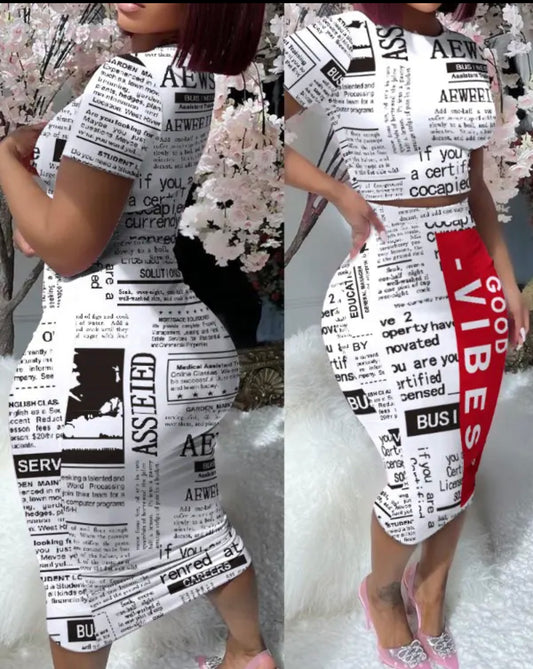 FZ Women's Print High Waist Skirt Set