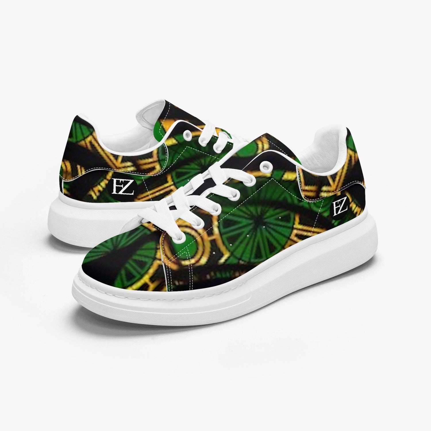 FZ Unisex African Print Leather Oversized Sneakers - FZwear