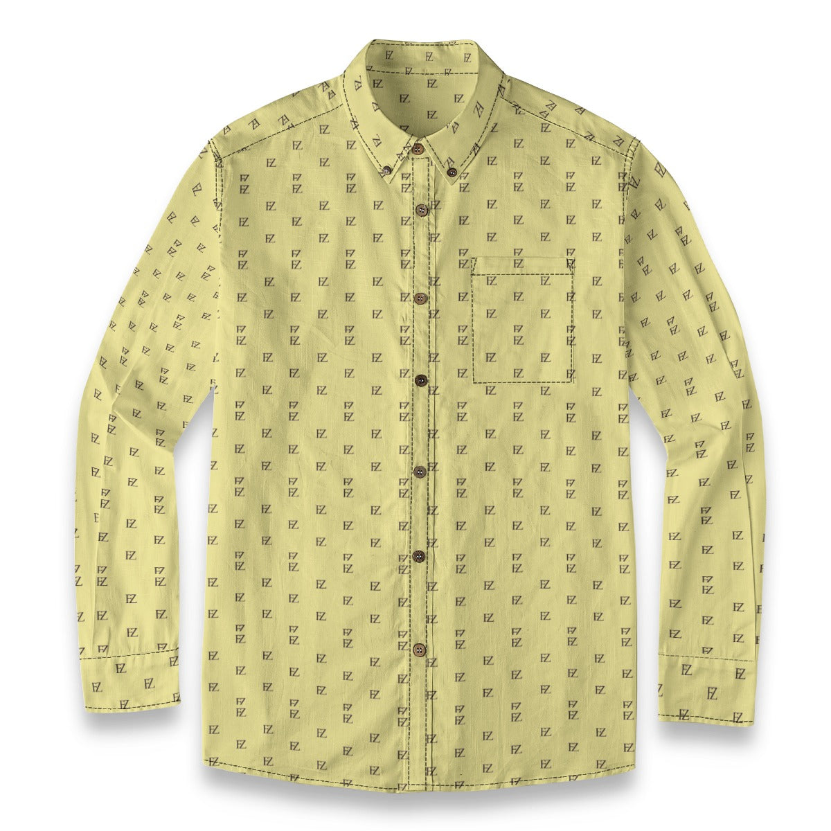 FZ Men's Casual Lapel Long Sleeve Cotton Shirt