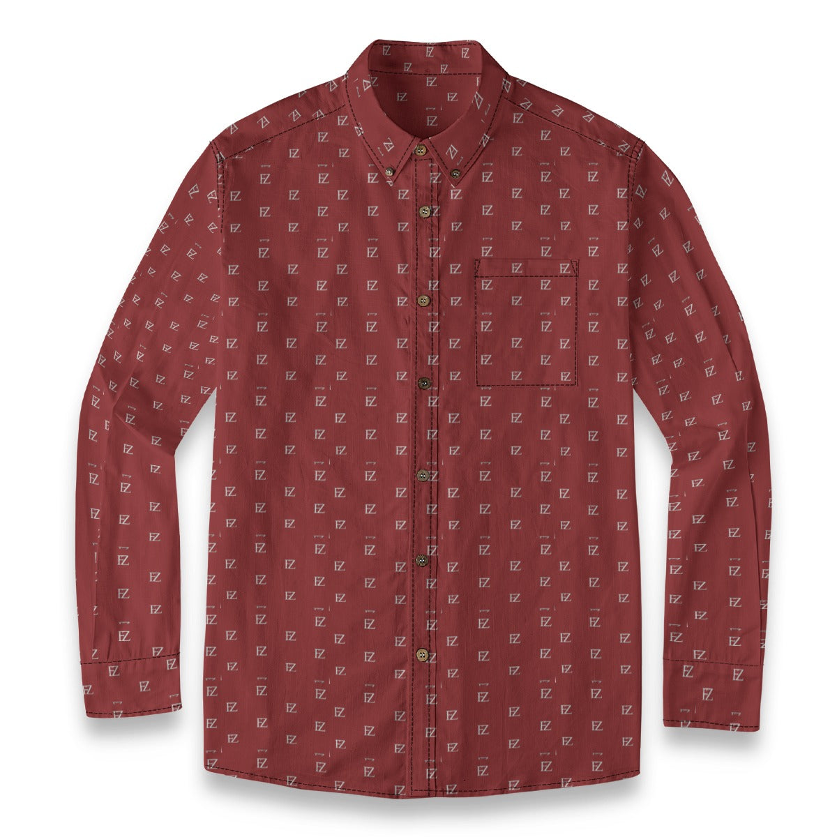 FZ Men's Casual Lapel Long Sleeve Cotton Shirt