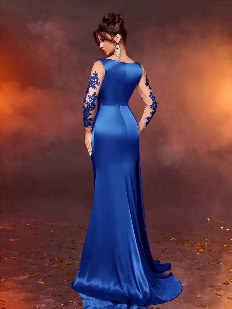 FZ Women's Lace Long Formal  Temperament  Slim High Waist  Evening Dress