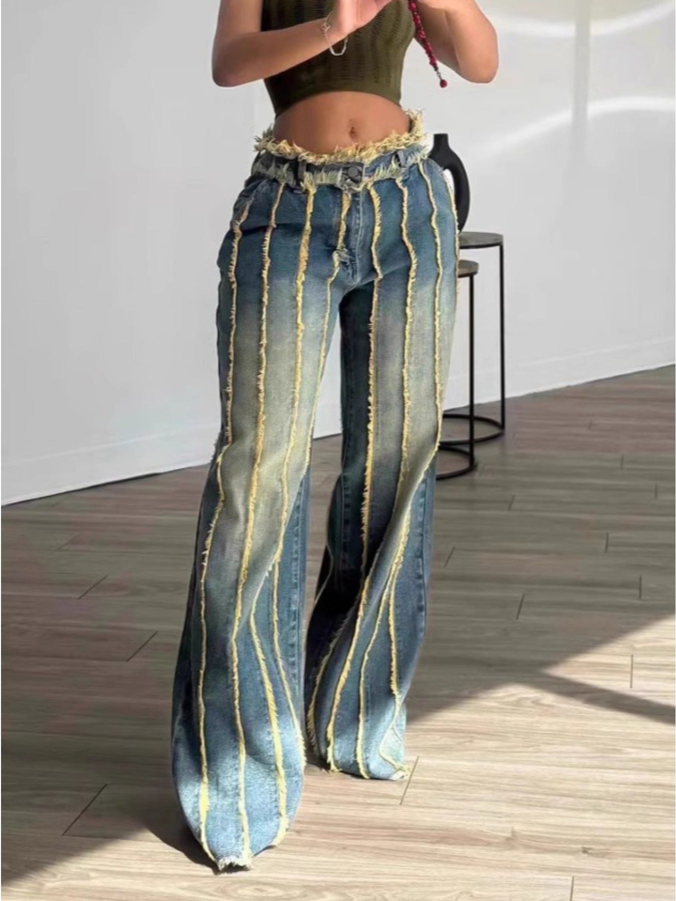 FZ Women's Stretch Slim Fit Straight Leg Non-See-Through Denim Pants