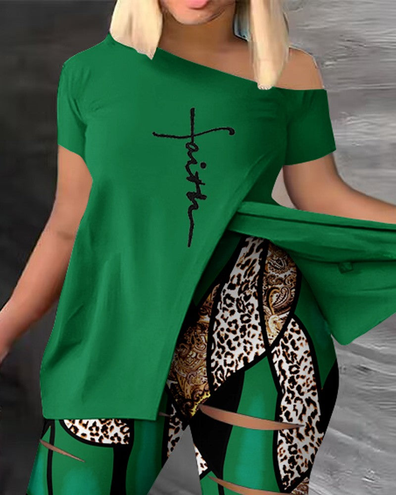 FZ Women's Plus Size Faith Baroque Leopard Print Pants Set - FZwear