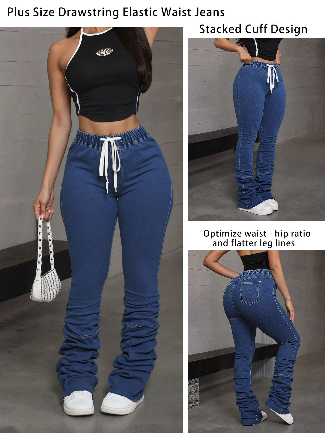 FZ Women'S Drawstring Stretchy Non-Slip Skinny Denim Pants