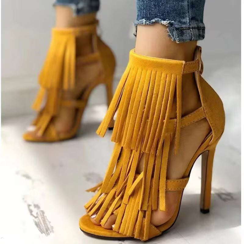 FZ Women's American Style Tassel Peep-Toe Shoes