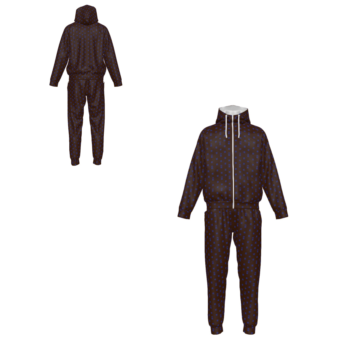Custom Men's Zipper Hood Coat Top & Pants Set Without Pocket