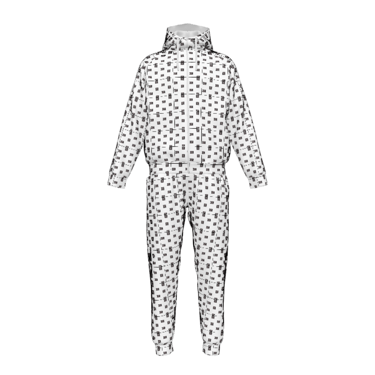 Custom Men's Zipper Hood Coat Top & Pants Set Without Pocket